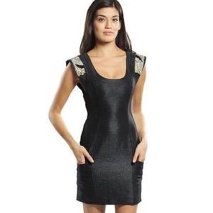 Mackage Bead Epaulette Dress Oxide Wool Mini - NEW